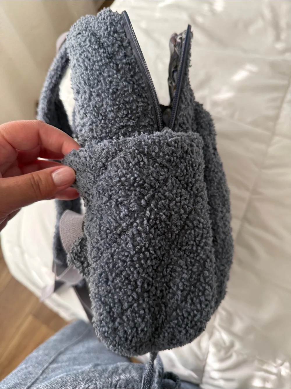 Vera Bradley Gray Sherpa Quilted Backpack
